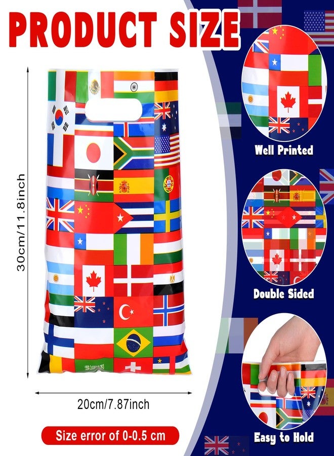 Supervitae 50 Pcs International World Flags Gift Bags with Handles Plastic World Flag Goodie Bag International Party Favor Supplies for Opening Sports Events Celebration Traveler Decoration Bar Clubs - Image 2
